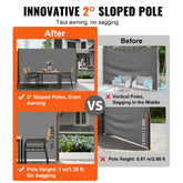 Retractable Side Awning, 63''x 118'' Full Aluminum Rust-Proof Outdoor Privacy Screen, Folding Room Divider Wind Screen for Patio Sun Shade, Backyard, Balcony, Roof Terraces and Pools, Gray
